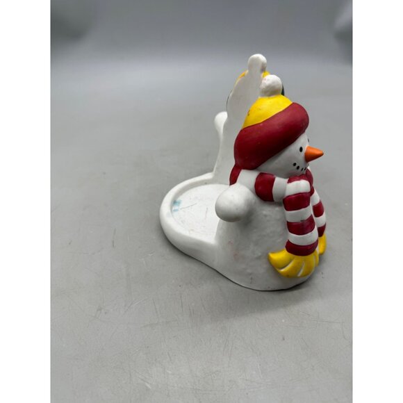 Partylite Christmas Snowman Pillar / Jar Candle Holder Ceramic Decor Used READ - Picture 6 of 9